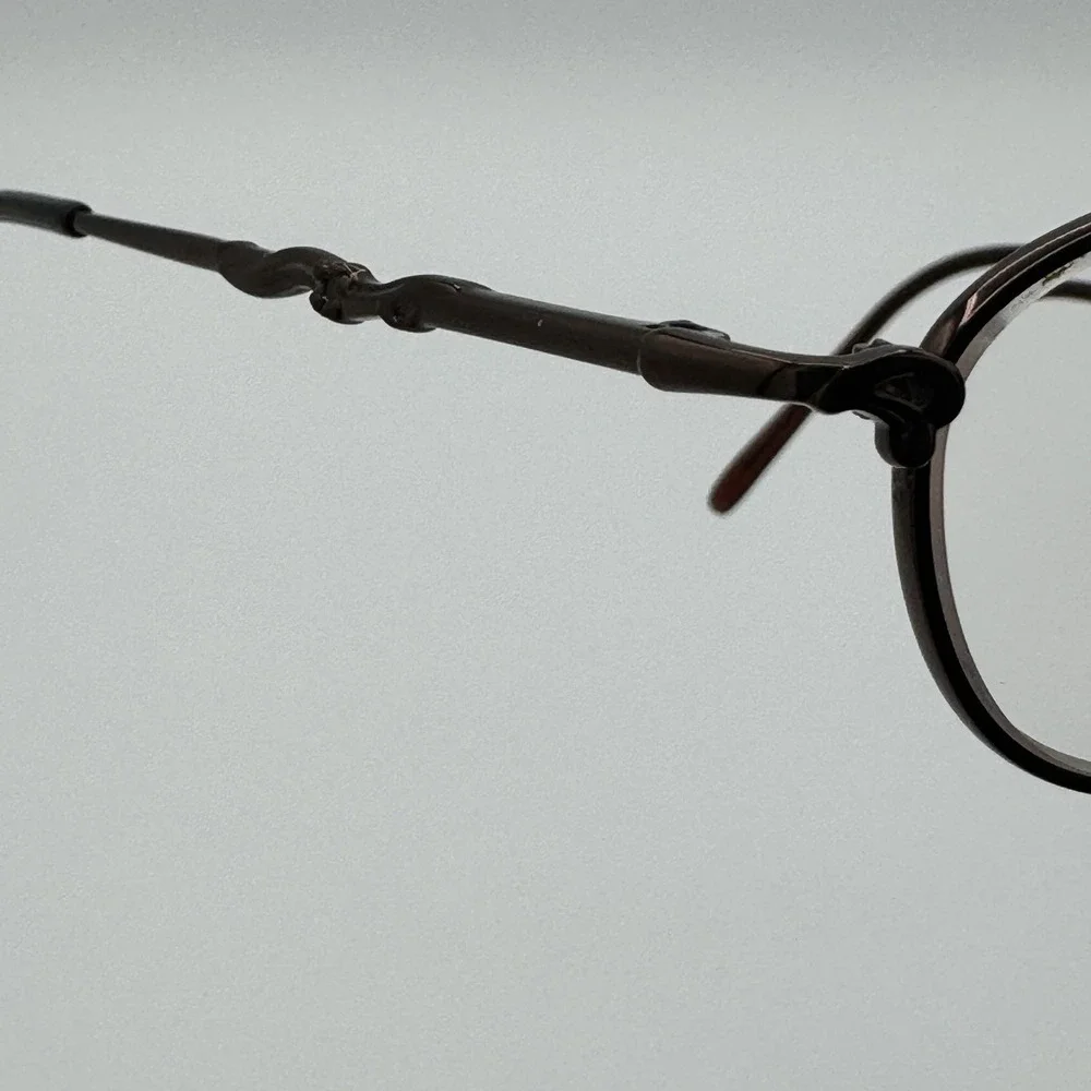 Vintage Round Metal Eyeglass Frames Brown Italia Dark Academia Librarian READ